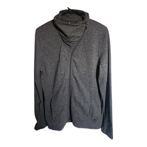 Tuff Athletics Asymmetrical Charcoal Heathered  Full Zip-Up Fleece Jacket- Large
